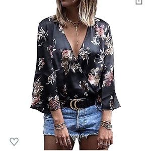 gogoboi sexy womens deep v neck blouse top cross